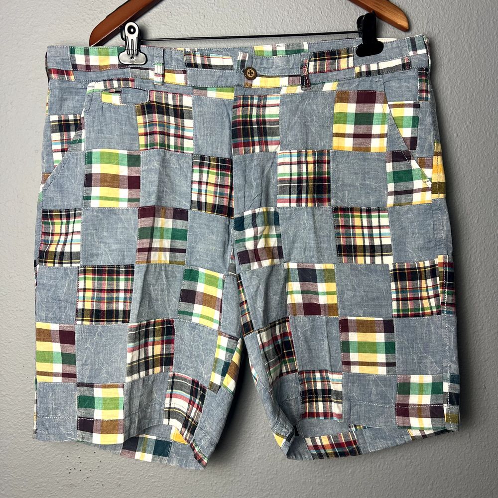 Washed Stoned & Beaten Mens Size 40 Vintage 1946 Cotton Shorts Plaid Patchwork